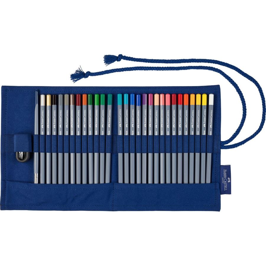 Crayon de couleur Goldfaber Aqua - Étui coton garni de 27 crayons de couleur Goldfaber, 1 crayon graphite Goldfaber 2B et un taille-crayon.